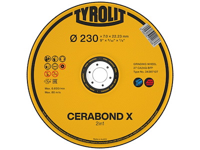 Tyrolit Skrubskive Cerabond X 27E ø230×7 CA24Q-BFP Premium