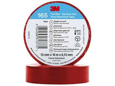 3M Temflex 165 el-vinyltape 15mm×10m rød