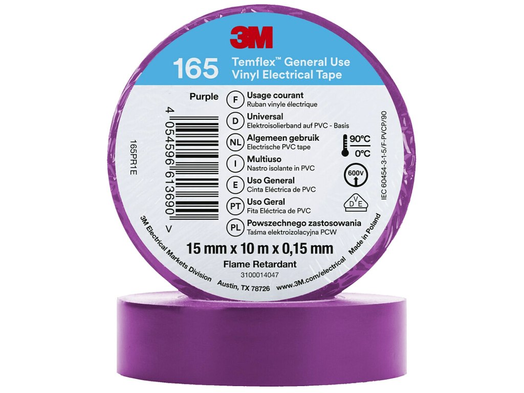 3M Temflex 165 el-vinyltape 15mm×10m violet