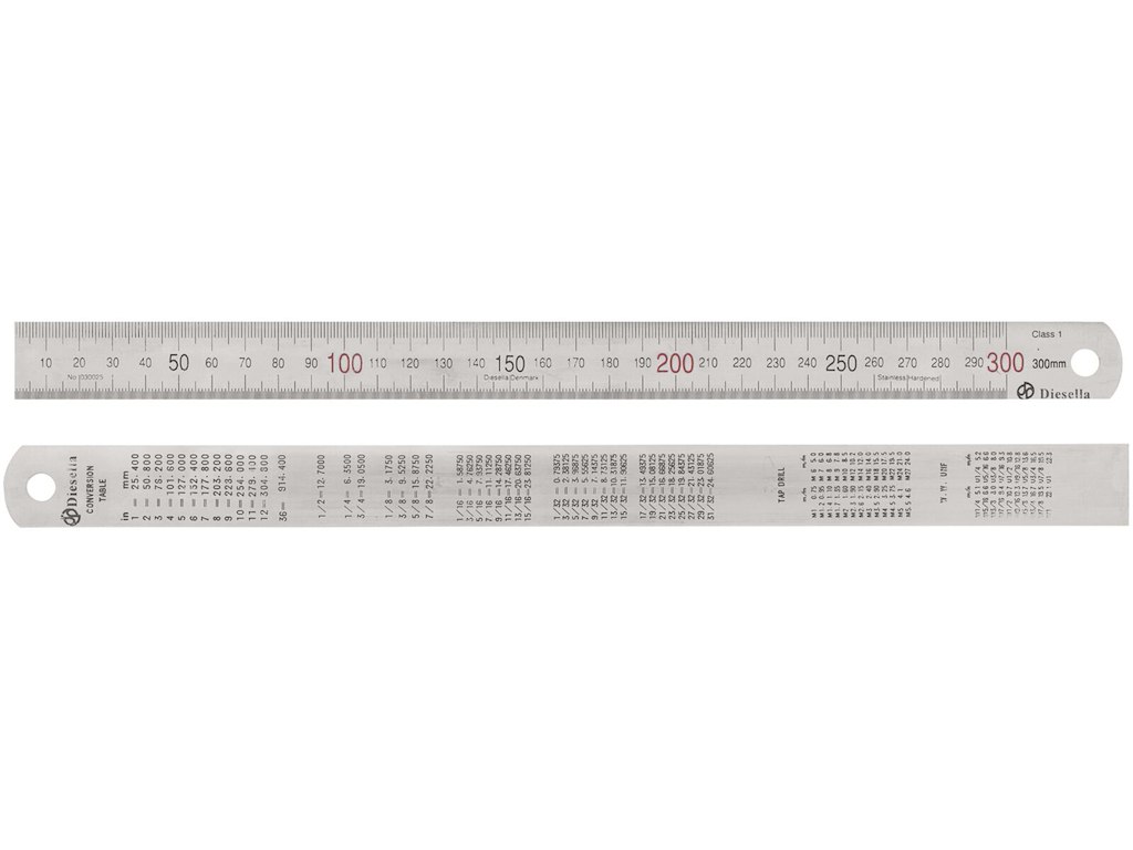 Stållineal 600×30×1,2 mm Diesella