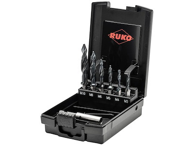 Runo Kombitapsæt HSS-RUnaTEC 1/4"bit-skaft M3-10 m/FlowStep spids