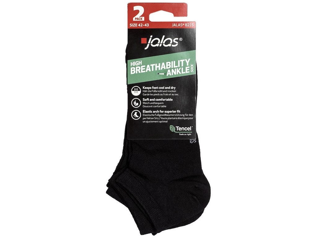 Jalas strømper korte sort antibac 8215 46-47, 2par