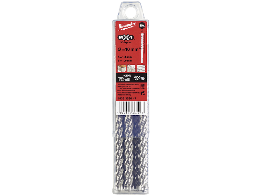 Hammerbor SDS+ MX4 10 stk. Milwaukee