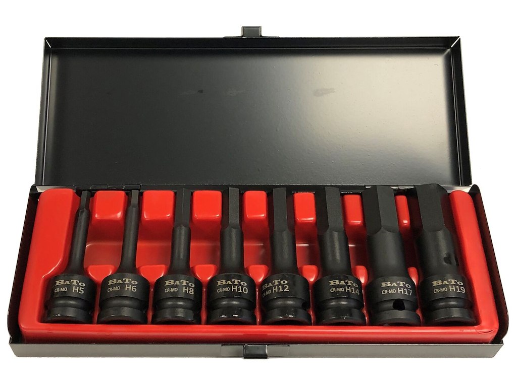 Krafttopsæt 1/2" 4kt 5-19mm stiftnøgler, Bato