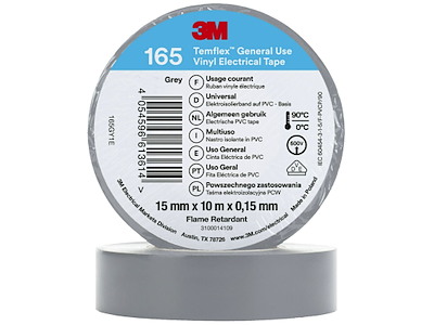 3M Temflex 165 el-vinyltape 15mm×10m grå