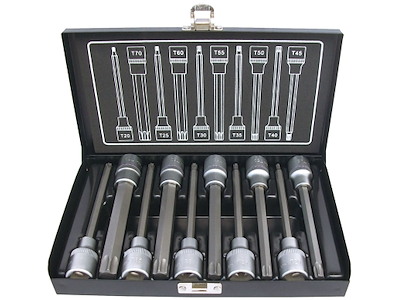 Stifttopsæt 1/2" lang TX20-70,  10 dele Bato