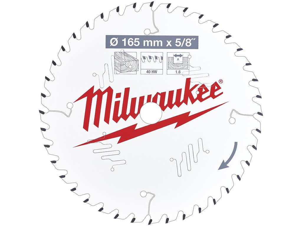 Rundsavklinge PW 165×15,87×1.6mm 40ATB Milwaukee