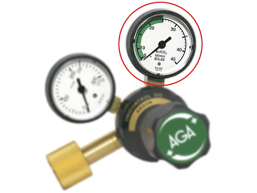 Arbejdsmanometer 0-45ltr/min. Ar/CO2 f/Unicontrol 300 HT AGA