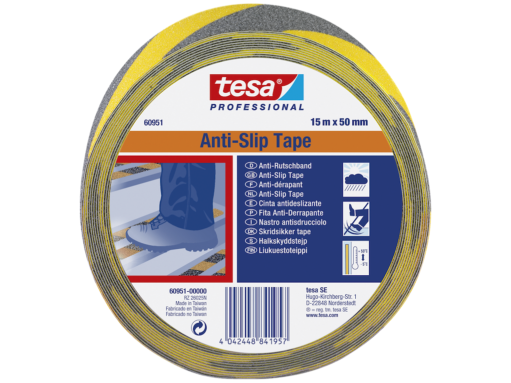 Tesa 60951 skridsikker tape gul/sort 50mm×15m