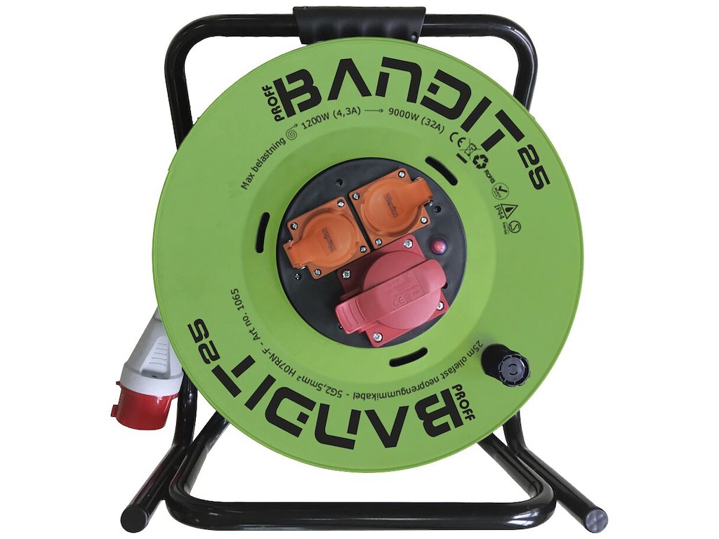 Kabeltromle Bandit Kraft m/jord 400/230V IP44 25m