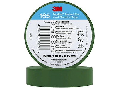 3M Temflex 165 el-vinyltape 15mm×10m grøn