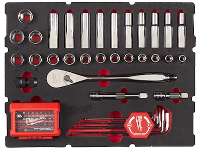 Skumindsats m/1/2" topnøgler mv., Milwaukee Packout