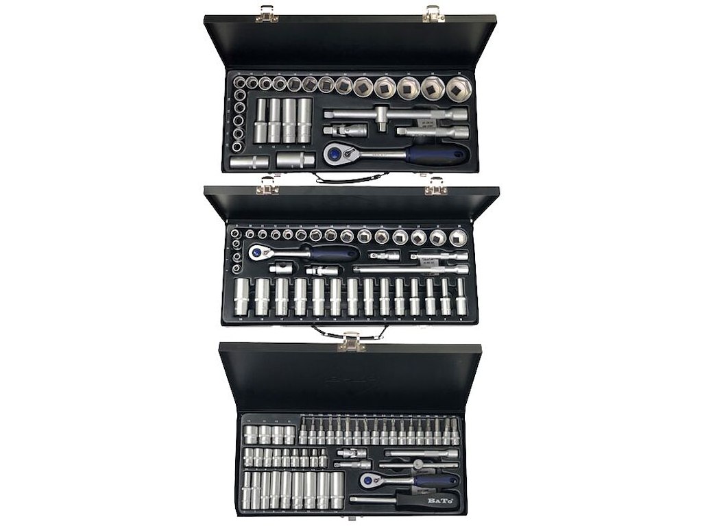 Kombipakke, 3 topnøglesæt 1/2"-3/8"-1/4" Bato Nordic