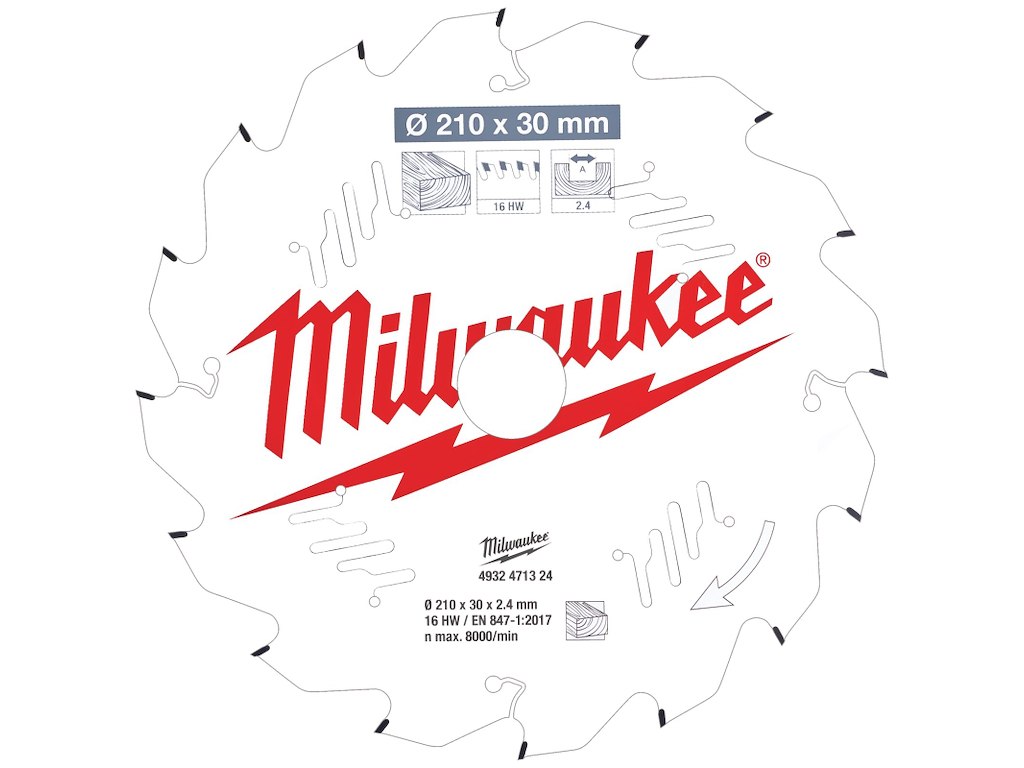 Rundsavklinge PW 210×30×2.4mm 16ATB Milwaukee