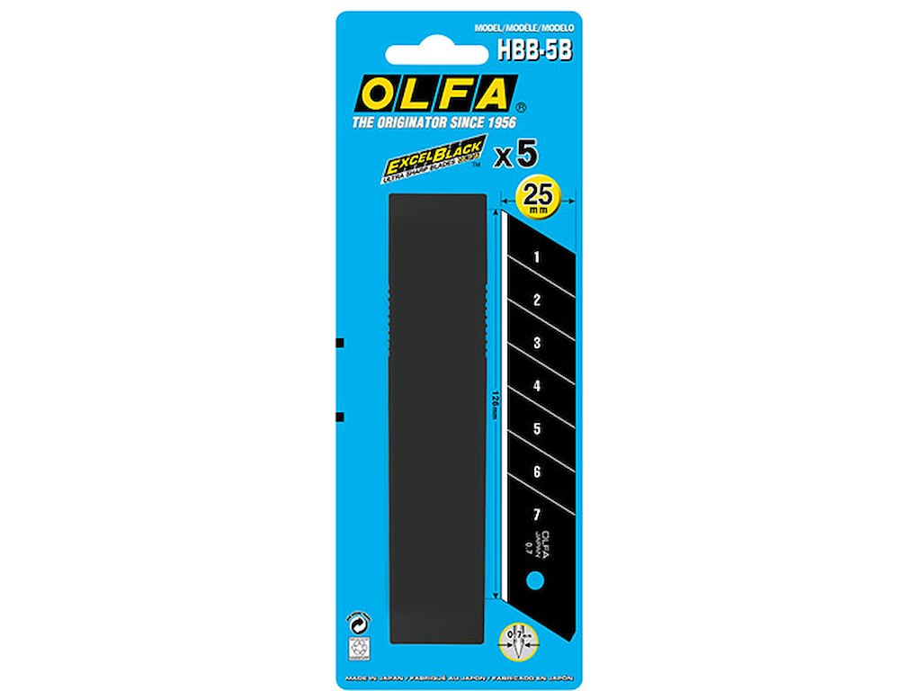 Olfa knivblad 25mm HBB-5B sort HD pk/5