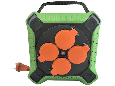 Bandit kabeltromle m/jord 4×udt. 230V/10A IP44 25m