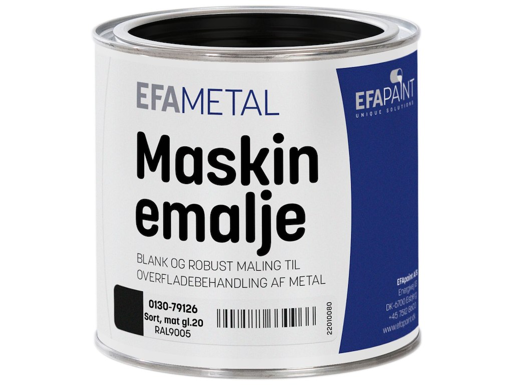 Maskinemalje 0130 RAL9005 Sort Mat glans 20 3/4 ltr. EFApaint