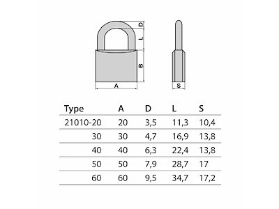Cisa hængelås 21010 40 mm (6,3mm bøjle)