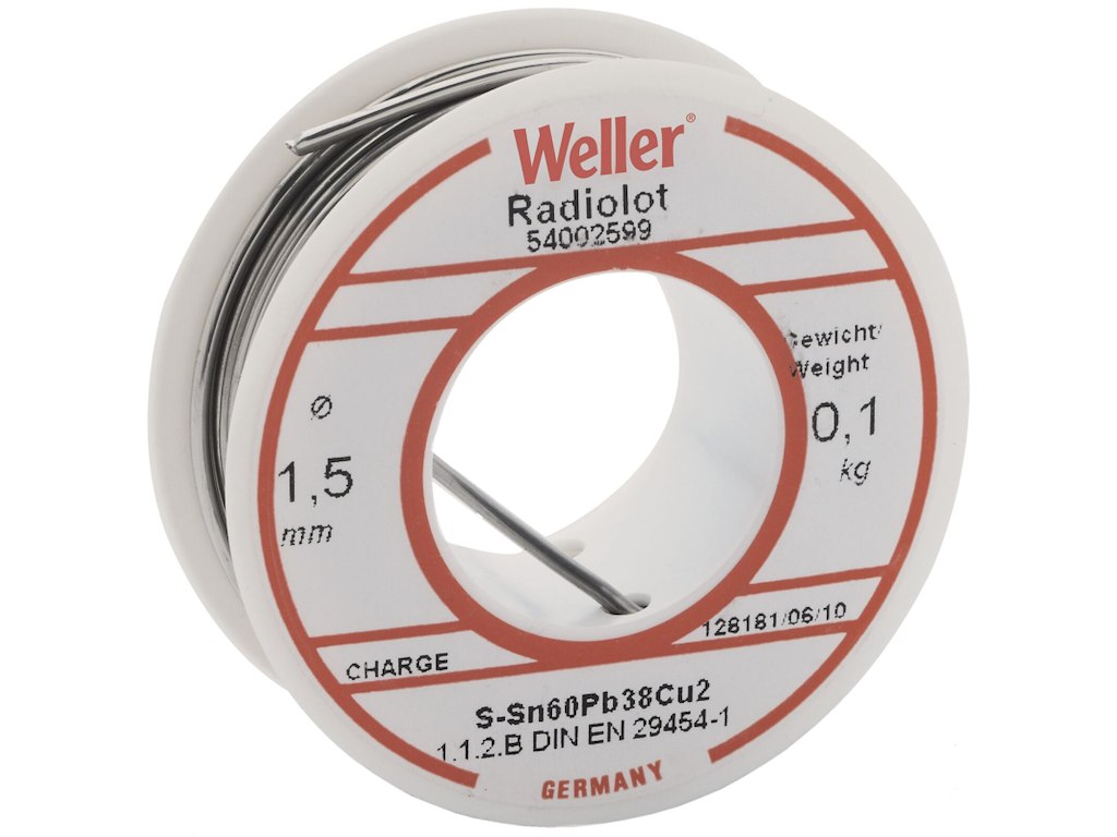 Weller loddetin m/flus Sn60Pb38Cu2 ø1,5mm