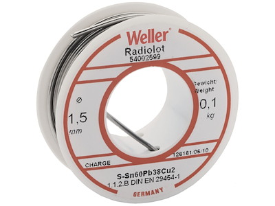 Weller loddetin m/flus Sn60Pb38Cu2 ø1,5mm