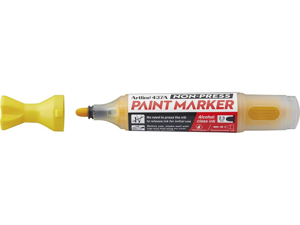Artline 437A PaintMarker Gul, Non-press permanent 2,3mm spids