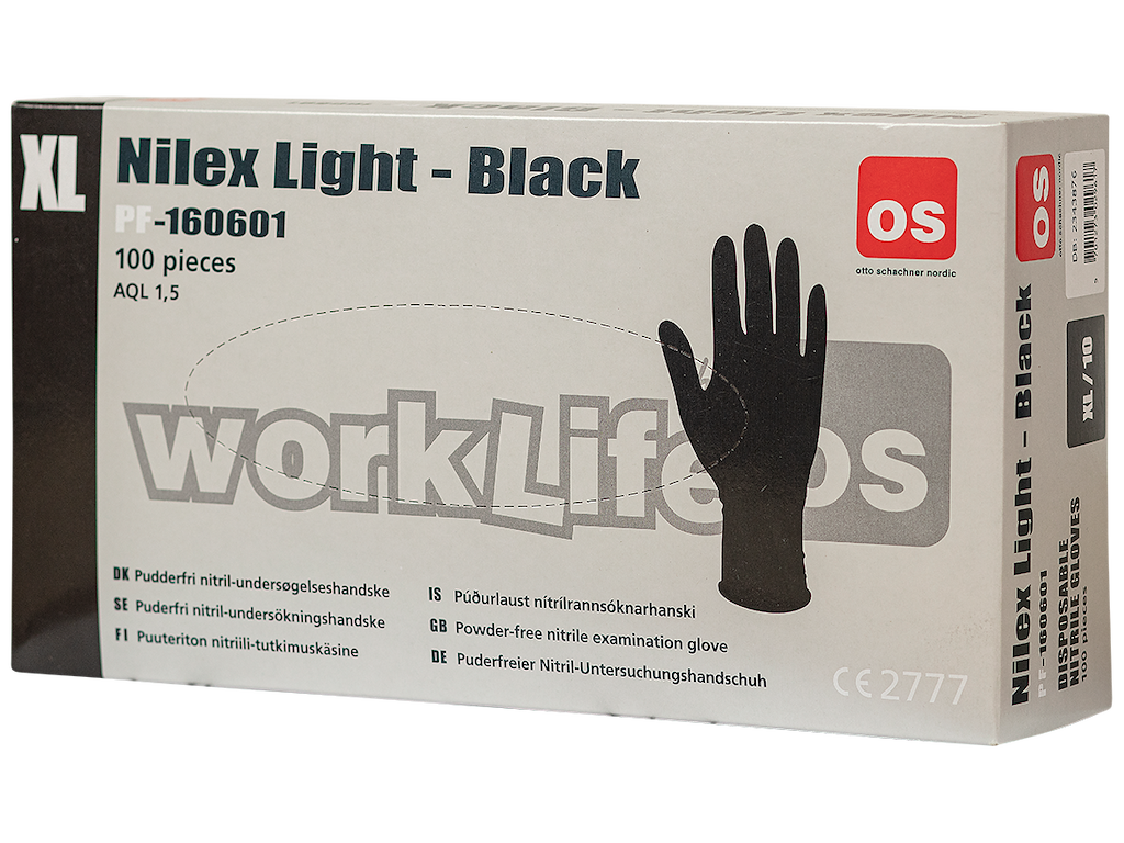NilexLight engangshandske sort nitril 100 stk.
