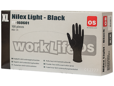NilexLight engangshandske sort nitril 100 stk.
