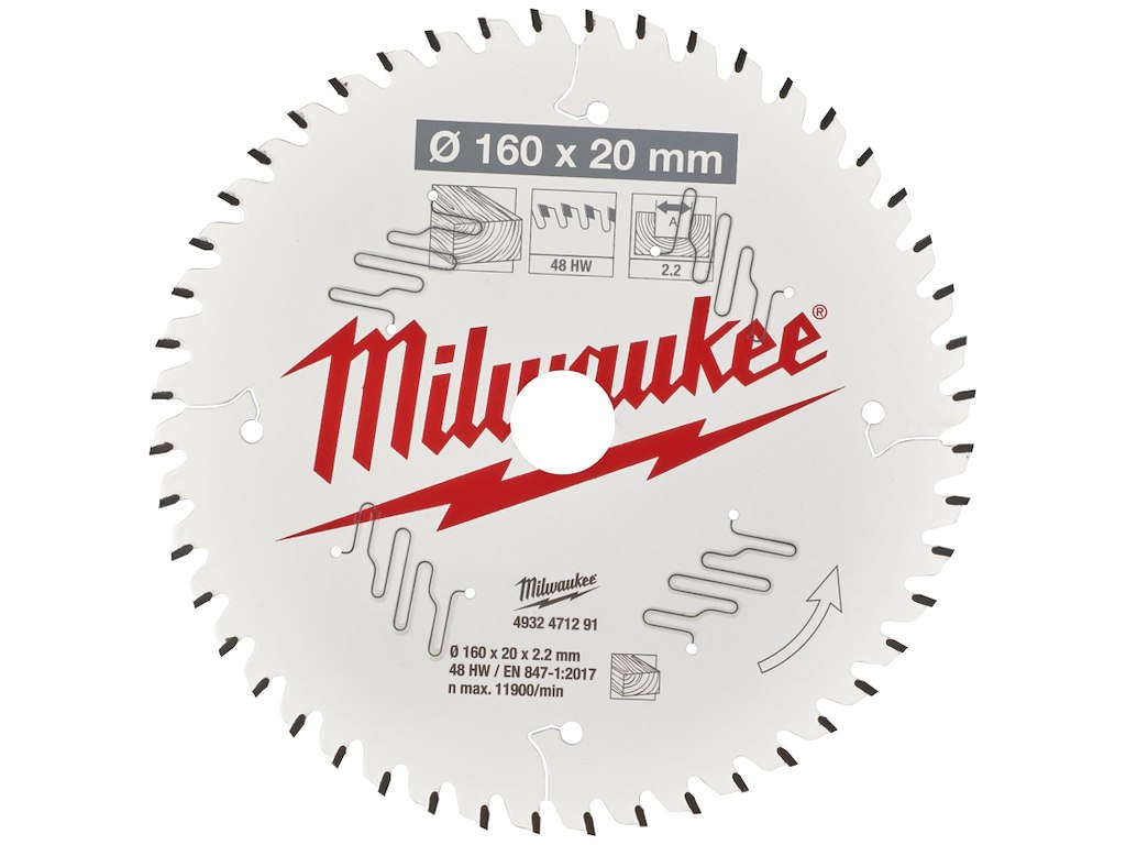 Rundsavklinge PW 160×20×,2mm 48ATB Milwaukee