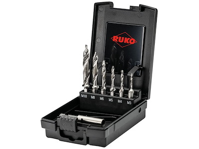 Ruko Kombitapsæt HSS 1/4"bit-skaft M3-10 m/FlowStep spids