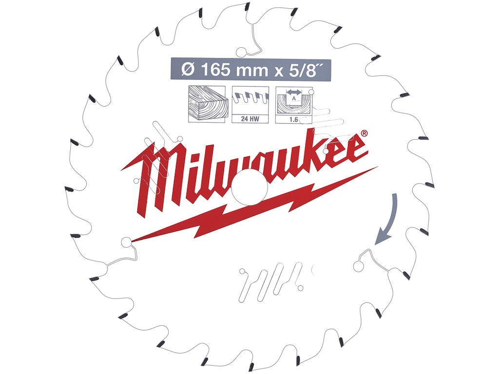 Rundsavklinge PW 165×15.87×1.6mm 24ATB Milwaukee