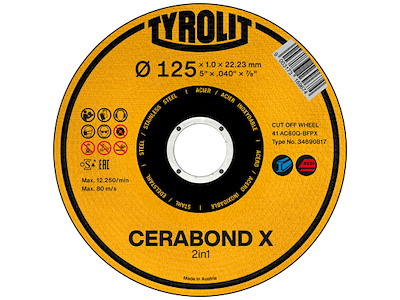 Tyrolit Skæreskive Cerabond X Premium ø125×1 CA60Q-BFPX