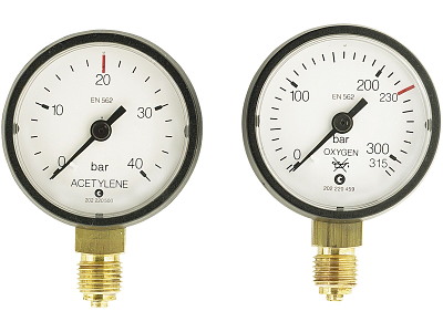 Arbejdsmanometer, Acetylen 0-2.5 bar t/JC500 AGA