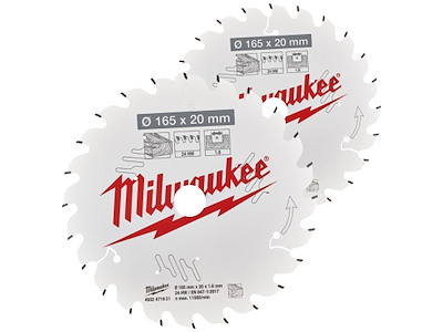 Rundsavklinge PW 165×20×1.6mm 40ATB, 2stk Milwaukee