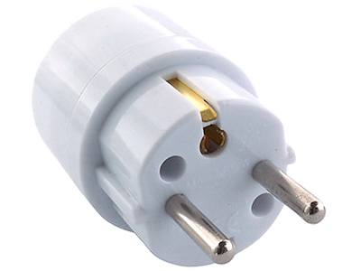 Adapter 230V, Schuko pind-jord til DK m/jord, IP20