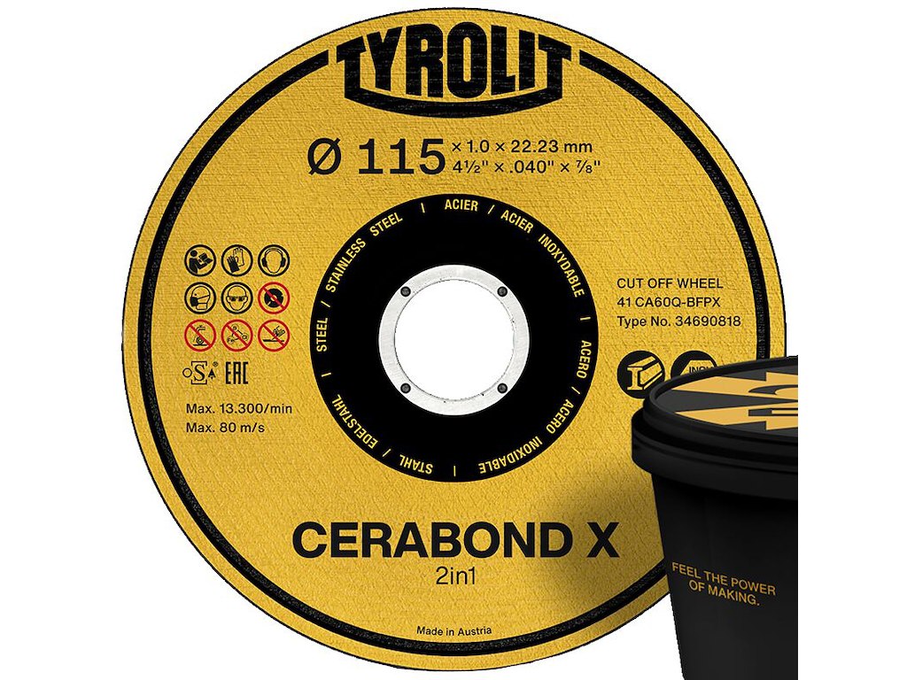 Tyrolit Skæreskive Cerabond X Premium ø115×1 CA60Q-BFPX