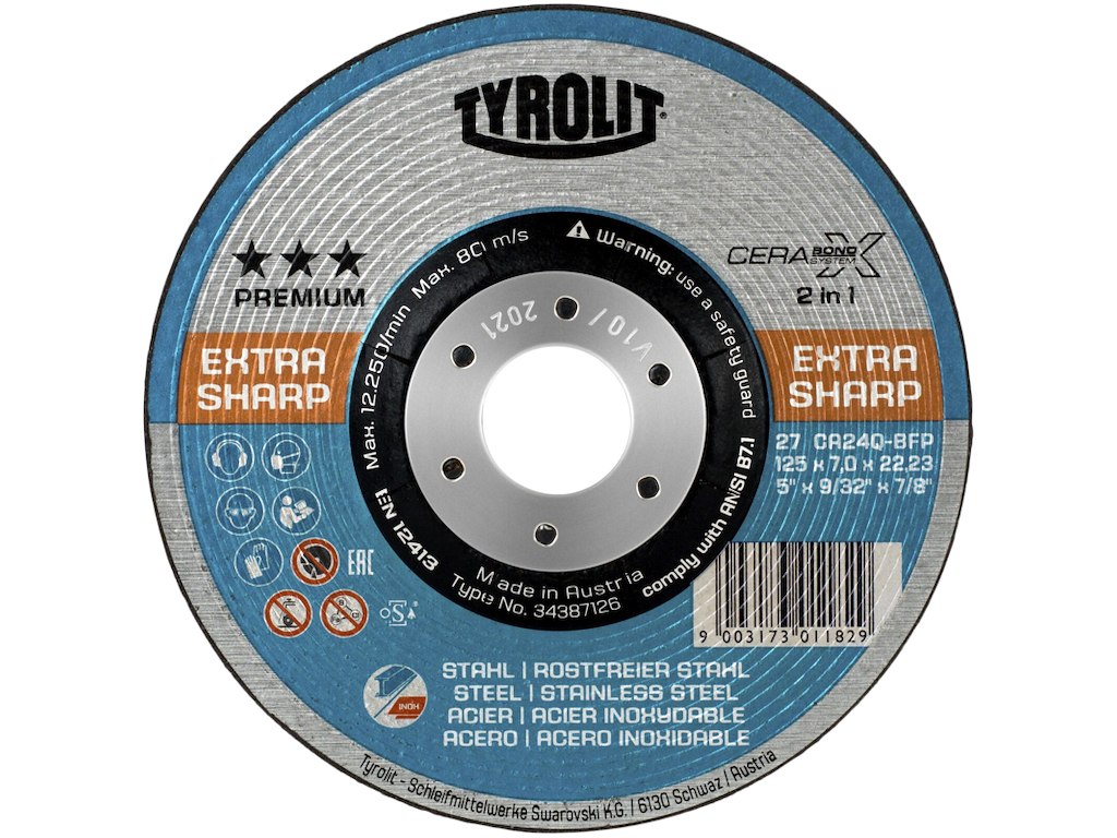 Tyrolit Skrubskive Cerabond X 27E ø125×7 CA24Q-BFP Premium