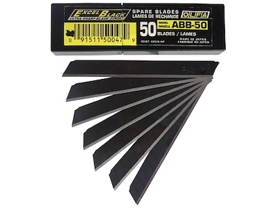 Olfa bræk-af knivblade 9mm sorte ABB-50, pk/50stk