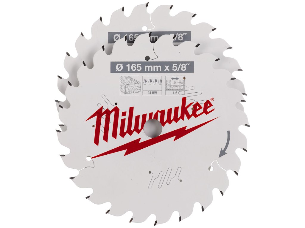 Rundsavklinge PW 165×15.87×1.6mm 24ATB, 2stk Milwaukee