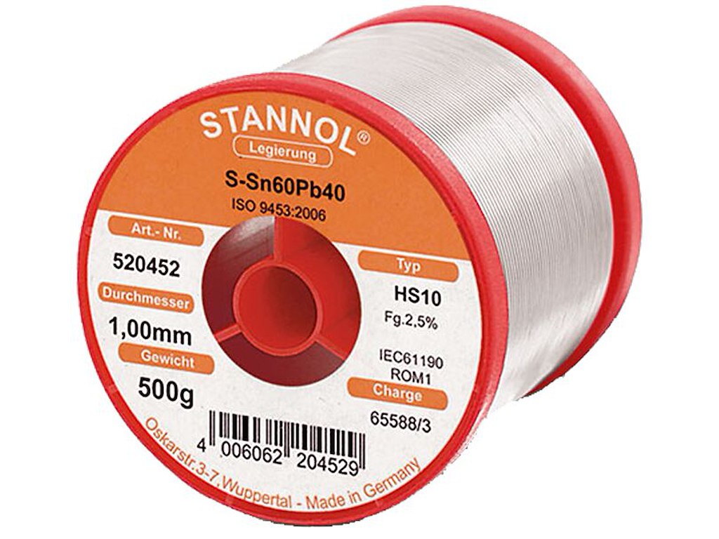 Stannol loddetin m/flus Sn60Pb40 ø1,0mm