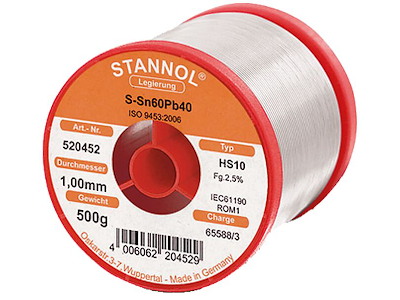 Stannol loddetin m/flus Sn60Pb40 ø1,0mm