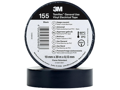 Temflex 155 el-vinyltape 19mm×20m sort 3M