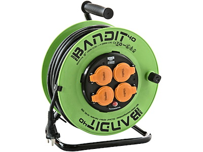 Kabeltromle Bandit m/jord+fast kerne IP44 40 mtr