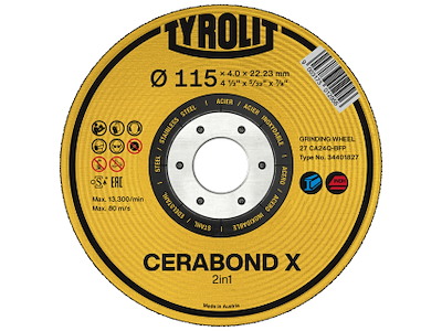 Tyrolit Skrubskive Cerabond X 27E ø115×7 CA24Q-BFP Premium