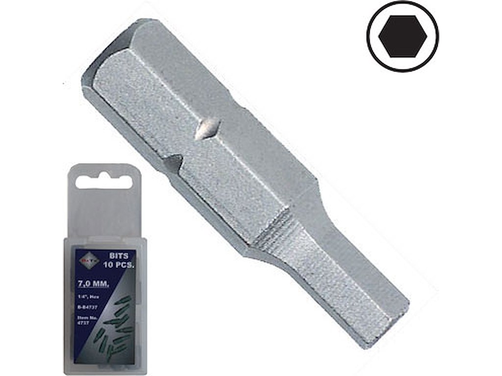 Bits 1/4" Hex 7,0 mm L:25 mm pk/10