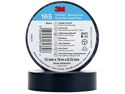 3M Temflex 165 el-vinyltape 15mm×10m sort