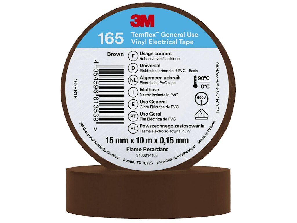 3M Temflex 165 el-vinyltape 15mm×10m brun