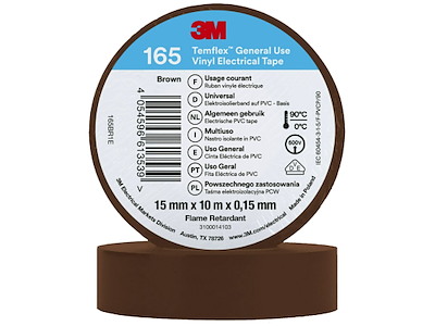 3M Temflex 165 el-vinyltape 15mm×10m brun