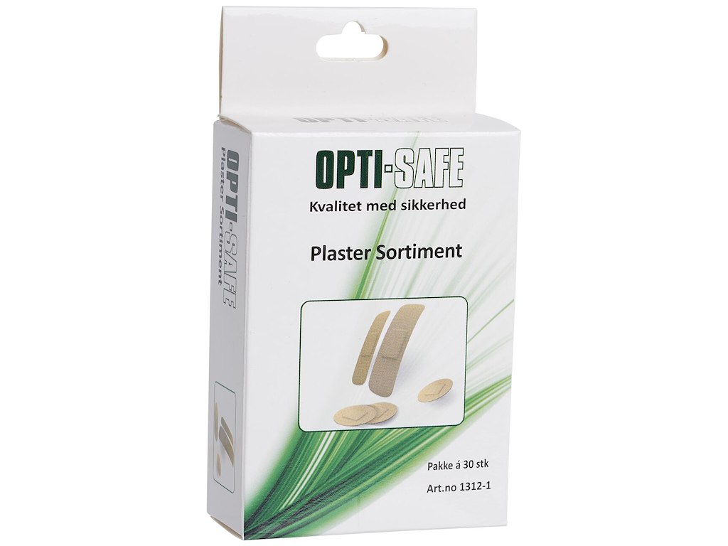 Opti-Safe plastersortiment, 3 størrelser, 30stk