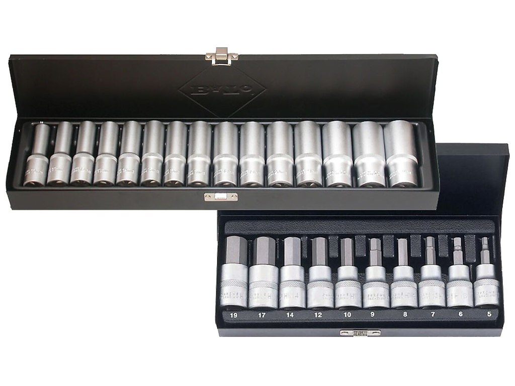 Topsæt 1/2", lange toppe 10-24mm+stifttoppe 5-19mm Bato