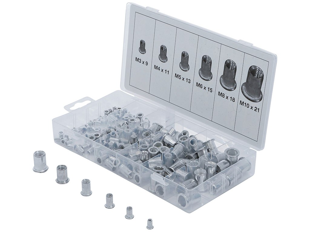 BGS blindmøtriksortiment aluminium M3-M10 150 dele